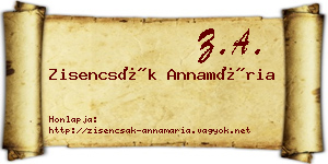 Zisencsák Annamária névjegykártya